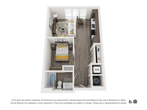 Floor plan for studio, 1 bath, 535 sqft